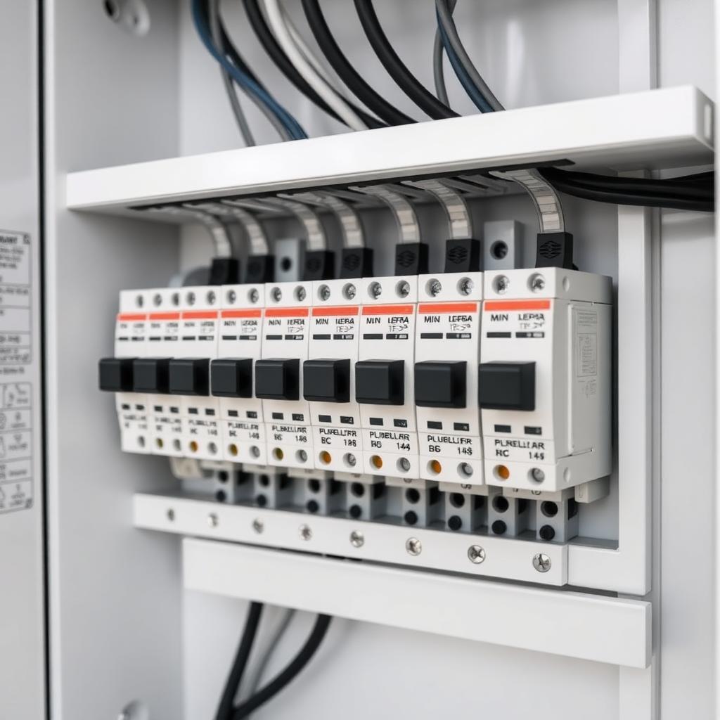 Linha de mini disjuntores (MCB) em trilho DIN